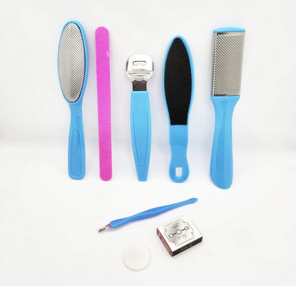 AIR BEAUTY Pedicure Tools for Feet - 8 in 1 Pedicure Kit | Foot Scrubber for Dead Skin, Callus Remover, Foot Scraper, Foot File, Pitchfork, Filer for Nail Repair - 1 Set