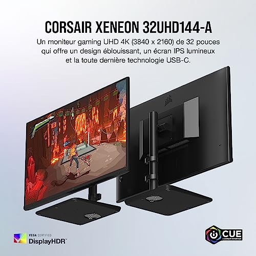 Corsair XENEON 32UHD144 A Moniteur de Jeu 4K de 32 Pouces 144Hz IPS 1ms 3840 x 2160 FreeSync Premium HDR600 DisplayPort HDMI Hub USB C - vue 5