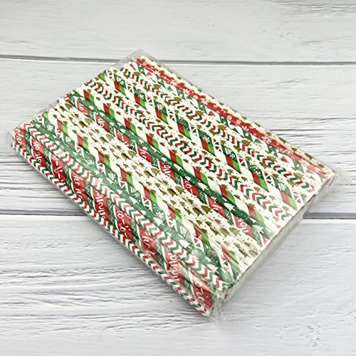 100Pcs Yaosheng Christmas Paper Straws For Drinking, Biodegradable Red Green Straws For Party Supplies,Holiday,Easter,Cake Pop Sticks, Thanksgiving Christmas Holiday Gift (Assorted Colors) #TOP5