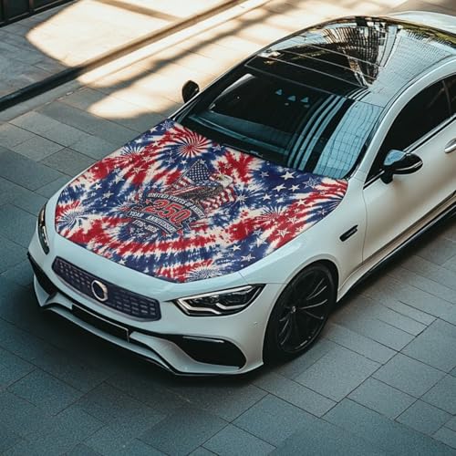 Image of Car Hood Cover Car Hood Protector Waterproof Universal Automotive Exterior Accessories US 250 Years Patriotic Decorations for Compact Vehicles Sedans Trucks SUVs Pickup (59x39 Inch)