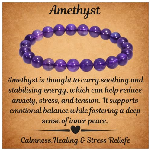 Image of ANAYA AGATE Healing Crystal Bracelet for Women and Men - 8mm Round Beaded Bracelet for Men and Women - Unisex Stretchy Gemstone Bracelet for Healing and Protection