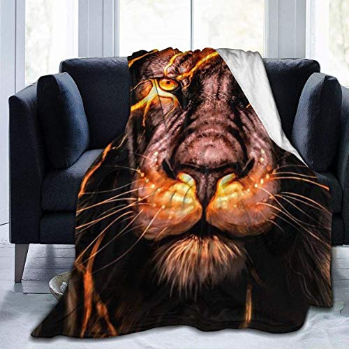 FANSU Kuscheldecke Flanell Decke, 3D Drucken Microfaser Flauschig Weich Warm Plüsch Wohndecke Fleece Tagesdecke Decke für Sofa & Bett (Löwe,150x220cm)