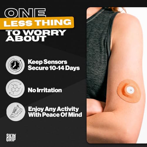 Image of Skin Grip Universal Adhesive Patches for CGM and Insulin Pumps with Cutout (20-Pack), 0.8-Inch Hole, Waterproof & Sweatproof for 10-14 Days, Glucose Monitor Patch, Diabetic Sensor Cover, Multi Color