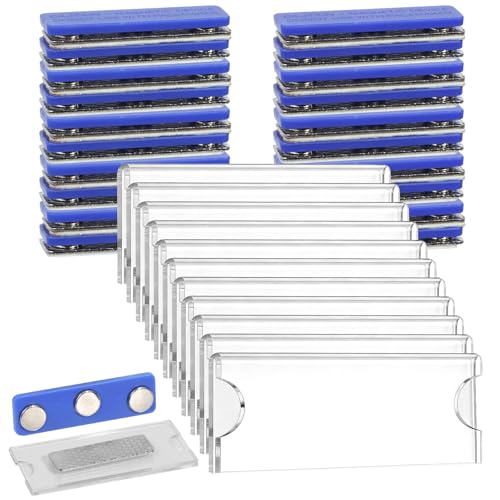 20 Stück Namensschilder Magnet 75x32mm Personalisiert Magnet Namensschilder für Kleidung Transparent AcrylNamensschild Magnetisch mit Papiereinschub für Krankenhaus Büro Messe Wiederverwendbar