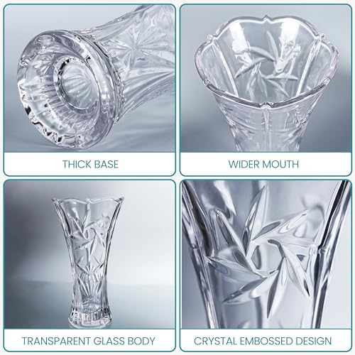 BELLE VOUS Vase Fleur Transparent - 23,5 cm - Vase Decoratif Moderne pour Maison, Salon, Bureau, Centre de Table ou Cadeau de Mariage – Image 4