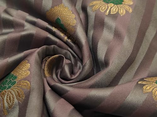Tissu brocart de soie anti-froissement lilas et or pour confectionner vêtement soirée