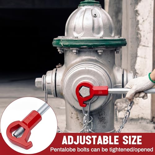 Image of Tandefio 1 Pcs Fire Hydrant Wrench, 1-1 /2 inch to 6 inch, Red | Adjustable Hydrant Key for Utility Crews, Multifunctional Hydrant Wrench for Tightening Fire Nuts Tightening Water Pipes