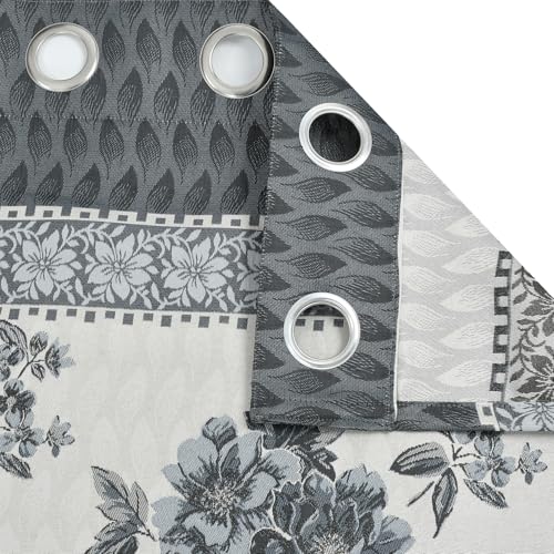 Image of Homefab India Jacquard Jute Curtains Room Darkening - Long Door 9 feet, Pack of 1 Curtain, Grey Floral