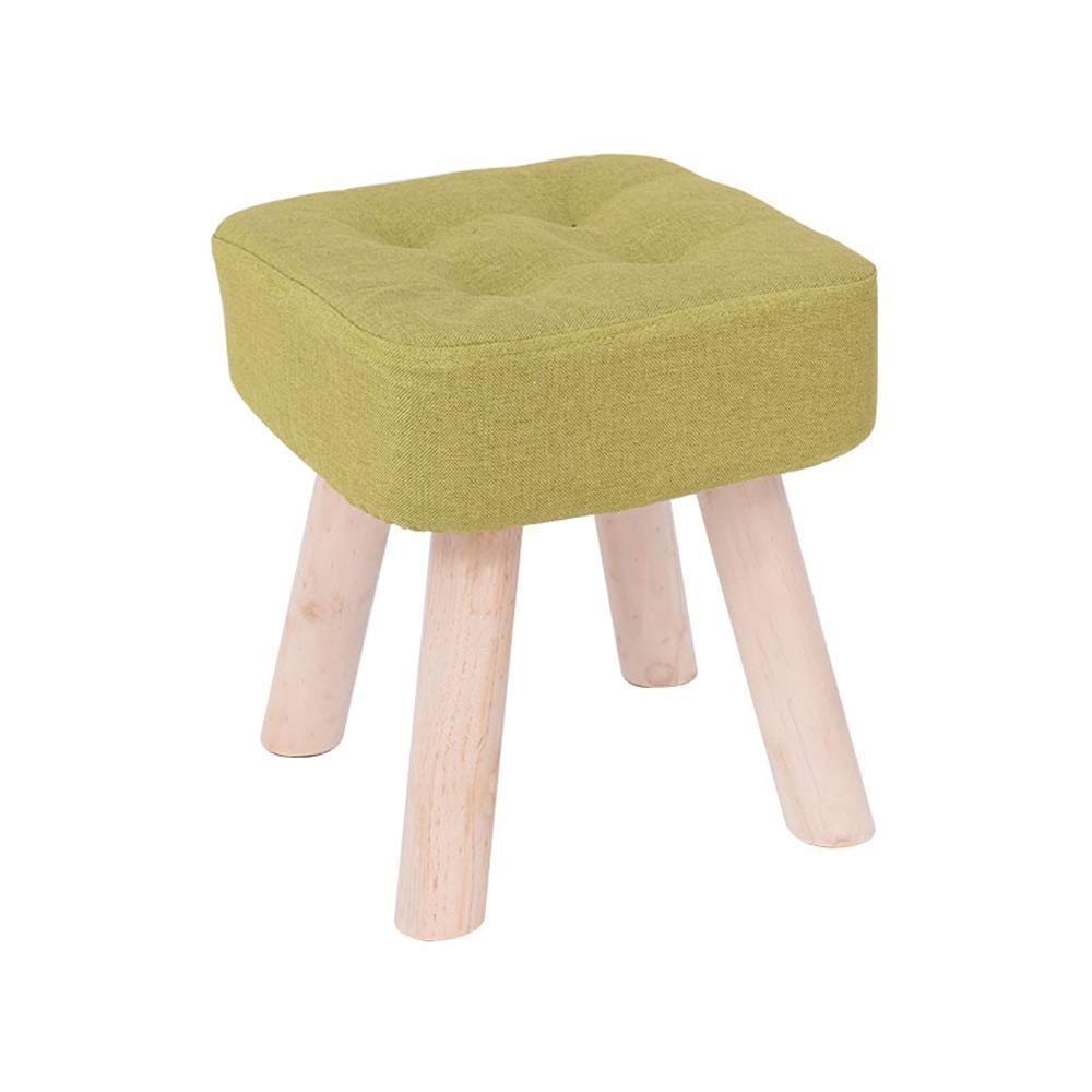 Repose-pieds en bois massif tabouret bas tissu petit banc lavable vert large