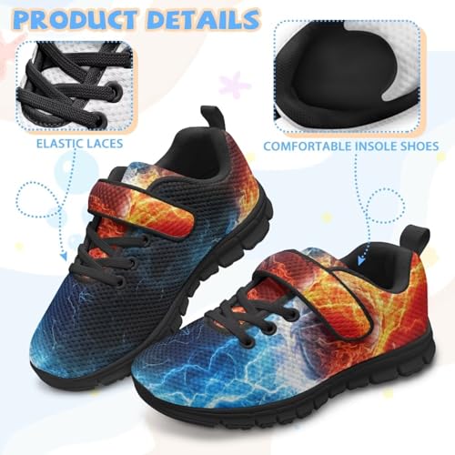 Basketball Sneakers for Boys Size 13 Running Shoes for Boys Strap Sneakers with Single Buckle Breathable Lightweight Athletic Shoes Otdoor Hiking Tennis Sneaker,Size 124
