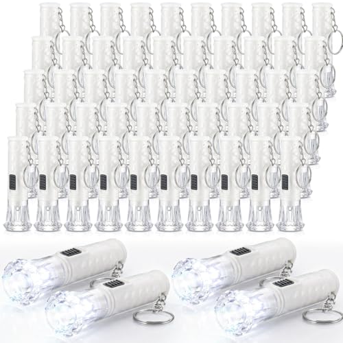 Mini lampe de poche en plastique blanche lot de 50 porte-clés d'urgence