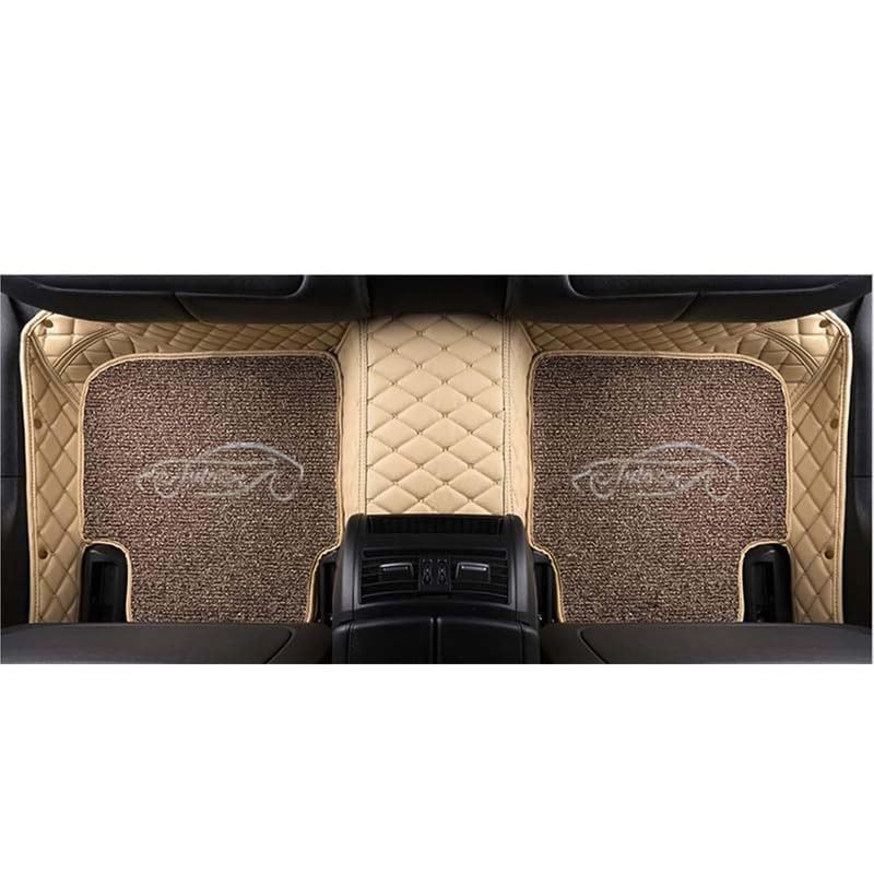 Image of Superior 7D Car Floor Mat Full Set for Audi Q5 2012 to 2017, 7 Layer Protection Mats, Luxury Leather with Noodle /Curly Car Foot Mat with Heal Pad, Anti-Skid & Waterproof Beige Beige