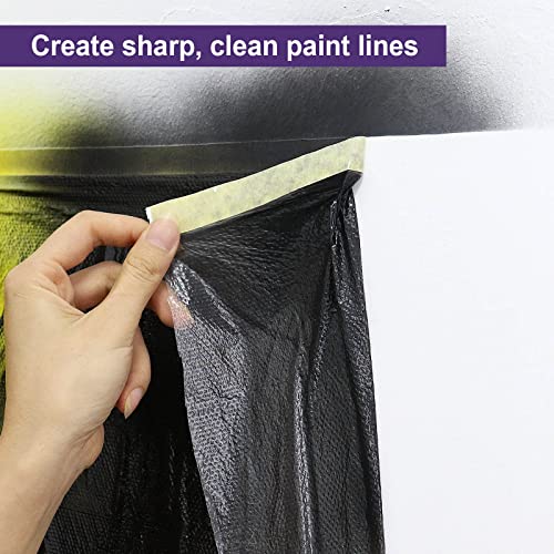 Image of BOMEI PACK Pre-Taped Masking Film, 71inch x 66Feet Tape and Drape for Automotive Painting Covering, Two Rolls, Total 132Feet