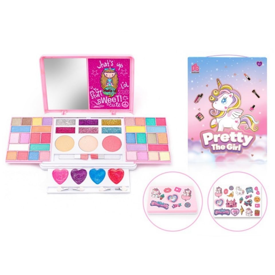 HPQHPQ Safe and Fun Kids Makeup kit for Girls 5-8, Includes Essential Makeup Items for Creative Play, Perfect as Toys for 5 Year Old Girls, Complete Vanity Set (#03)