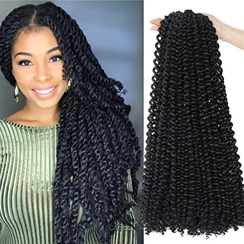 20"Passion Twist Water Wave Crochet Hair Extension Synthetic Pre Looped Fluffy Curly Crochet Hair Braids for Passion Twist（6pcs/lot,1B）
