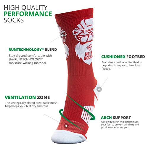 ChalkTalkSPORTS Hockey Athletic Woven Mid-Calf Socks | Ho Ho Hockey Socks | Red3