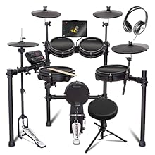 Realistic Mesh Heads: 9-piece mesh head electronic drum kit offers a quiet, responsive feel, perfect for home practice and mimicking the natural rebound of acoustic drums. Sturdy Adjustable Frame: Heavy-duty digital drum kit frame with hi-hat stand a...