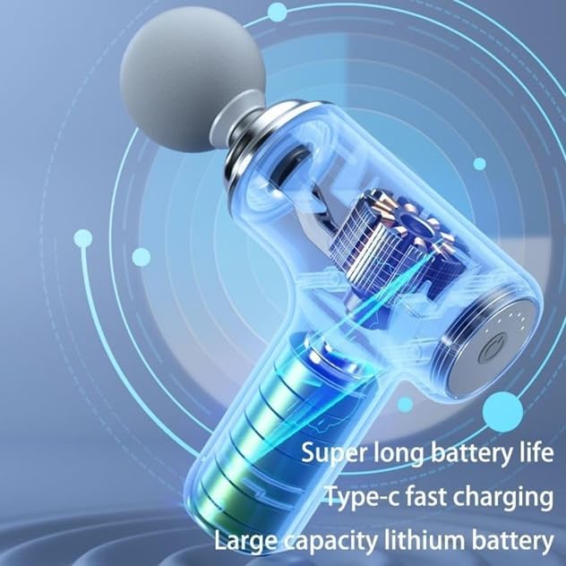 Image of Mini Gun Massage Deep Tissue Handheld Massager for Full Body Pain Relief or Relaxation 6 Speed Level, 4 Heads attachment, Rechargeable Travel Friendly Massager for Back, Neck, Leg, Hand Massager Gun