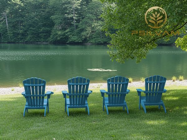 Image of Psilvam Adirondack Chairs Set of 2 with Cup Holder, Blue