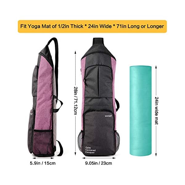 WARRIOR2 Yoga Mat Bags for Women & Men Fits 1/2" Thick Mat, Travel Yoga Backpack With Mat Holder, Large Pockets for Accessories & Water Bottles | Zipper Yoga Mat Bag Carrier