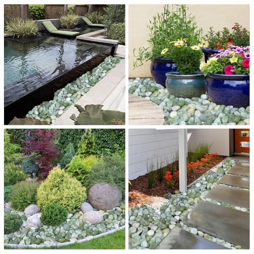 Image of Pulovin 20 lbs Jade Pebbles for Indoor Plants, 2-3 Inch Polished River Rocks, Decorative Garden Rocks Outdoor Landscaping, Large Natural Stone for Walkways, Yard, Vases, Crafts