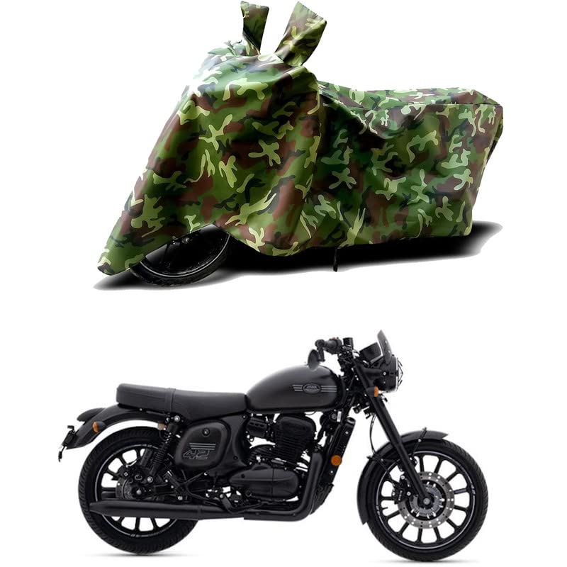 Image of 100% Water Resistant Full Bike Scooty Two Wheeler Body Cover Compatible For Jawa Dual Channel /UV-Rays /Heat Protection /Birds Dropping /Scratchproof /Dust proof /Waterproof /All Varient[Green MJ]