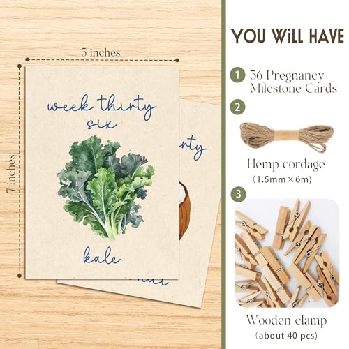 Image of 76 Pcs Locally Grown Baby Shower Decorations-36 Pcs Pregnancy Milestone Cards,Locally Grown Farmers Market Themed Party Decorations, Fruits And Vegetables To Track Baby Growth, Weekly Baby Size Cards For Pregnancy Announcement Photos