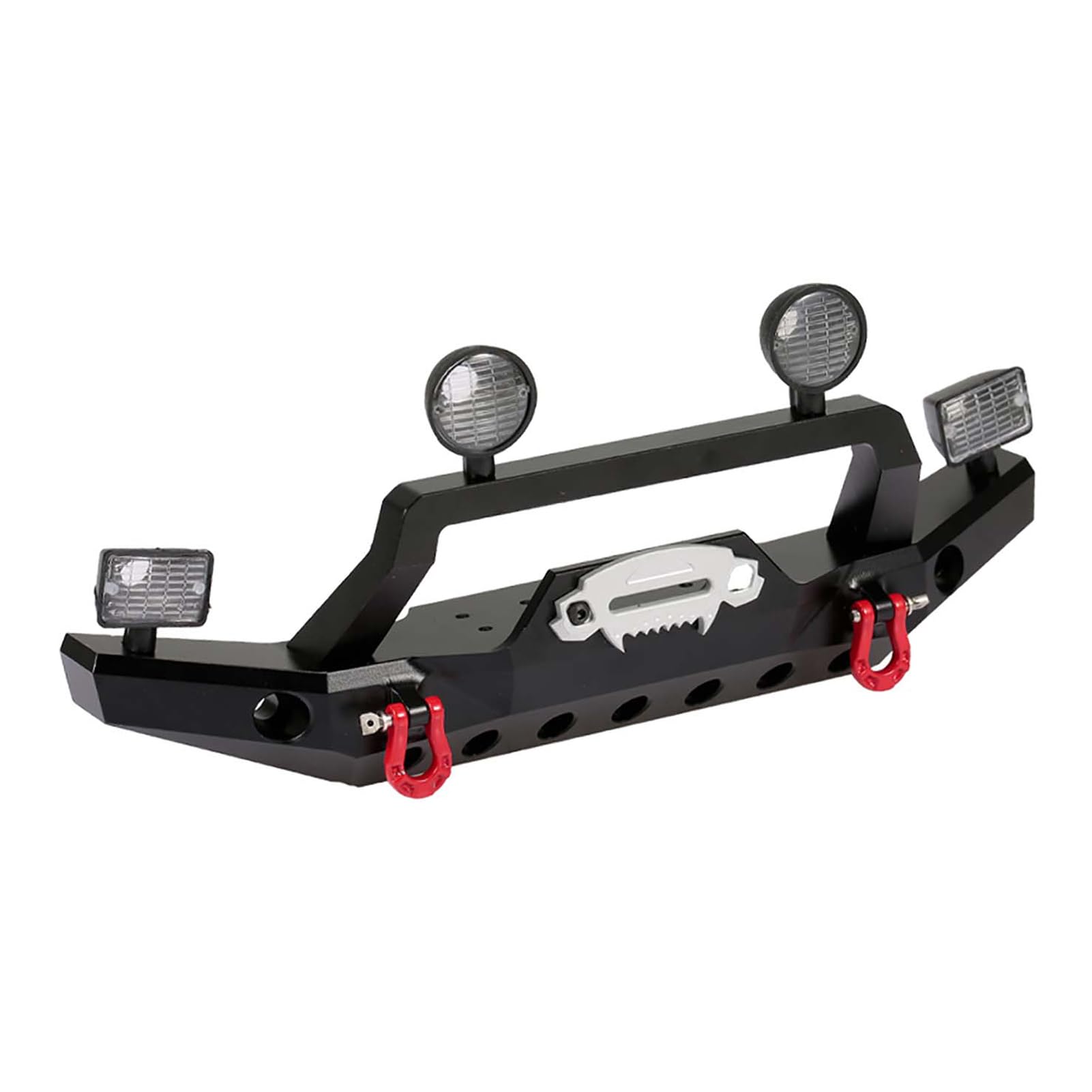 4 metalowy zderzak przedni z 2 lampkami LED do 1/10 RC Crawler Sport 82024 (czarny)