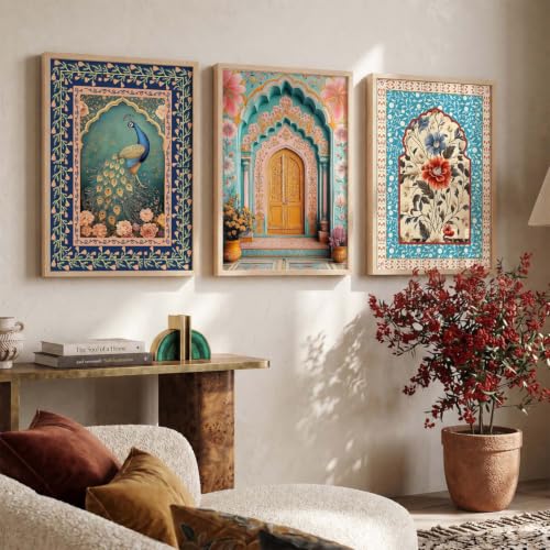 Image of kotart Wall Art Painting With Frame | Paintings Home Decoration For Living Room Bed Room Hotel Wall Decor Digital Reprint Indian Traditional Madhubani Set of 3 (20x30 Inch)