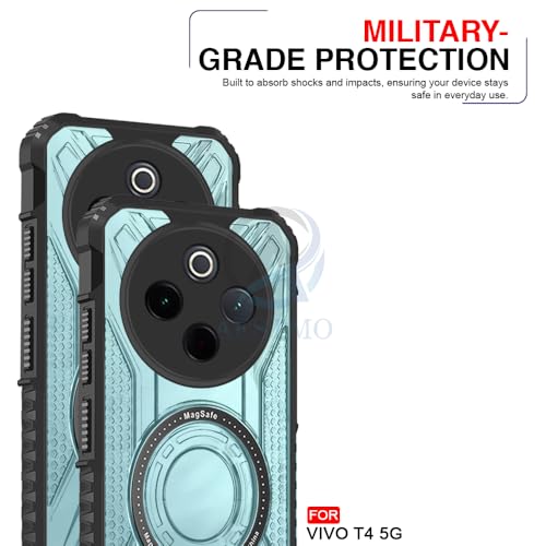 Image of AESTMO Hybrid Shockproof Back Cover Case for Vivo T4 5G / iQOO Z10 5G Compatible with MagSafe | Hard Back Case Cover for Vivo T4 5G / iQOO Z10 5G (PC & TPU, Translucent Back, Black Sides)