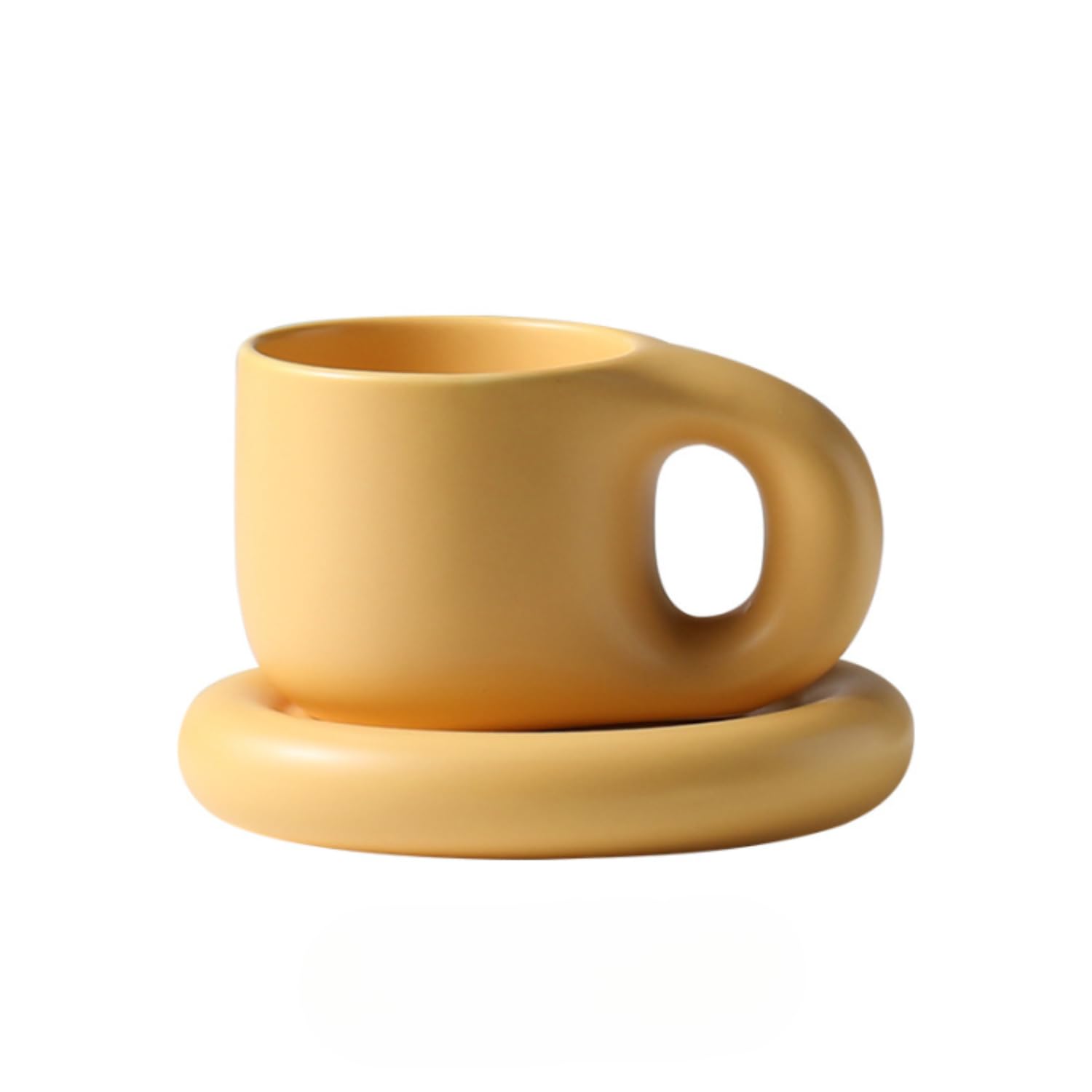 10oz Nordic Ceramic Mug with Saucer (Orange)
