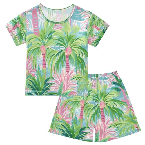 Coconut Tree Kids Pjs Set Boys Girls Summer Short-Sleeve Sleepwear Pajamas 2PCS