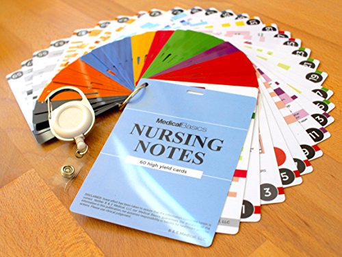 Image of Nursing Notes 60 High Yield Pocket Nursing Reference Cards, Durable Plastic (3.5 inch x 5 inch) - MedSurg, ICU /Critical Care, Pharmacology, OB /Peds - Waterproof Full Color Reference Book for Nurses, CNA