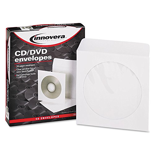 Innovera 39403 CD/DVD Envelopes Clear Window White 50/Pack