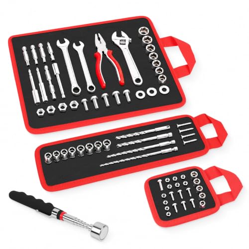 KOFORUS 3-Piece Magnetic Tool Mat Set with Handles, 30Lb Telescoping Magnetic Pickup Tool, Flexible Magnetic Mat Pad for Tools, Screws, Sockets and Wrenches, Garage Workshop Mechanics Auto Repair