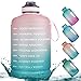 Seekua Bouteille d'eau Sport Avec Marqueur de Semps de Motivation, étanche,Sans BPA, 3,78 L Grande Gourde Avec Paille Pour Fitness, Gym, Maison
