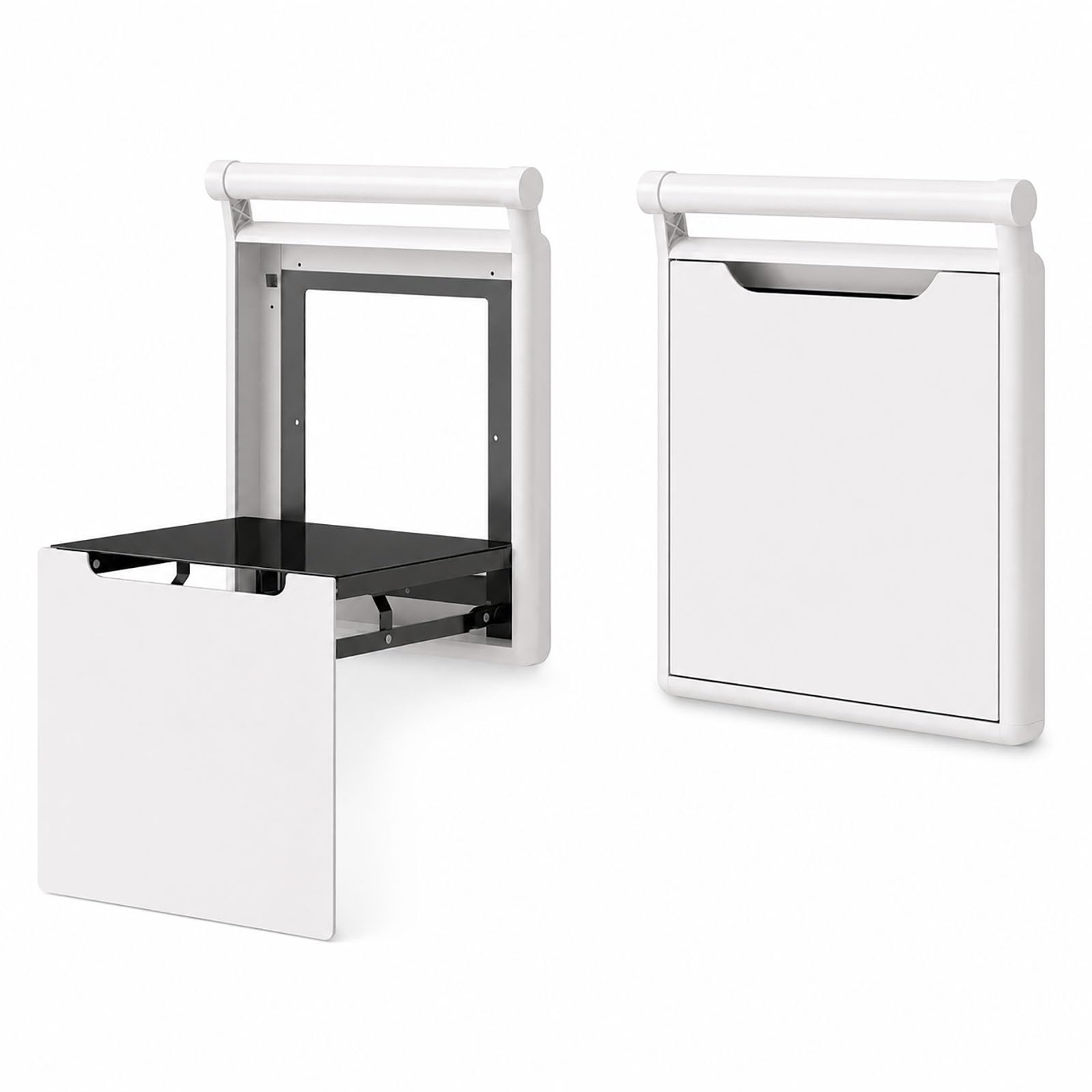 Asiento De Ducha Abatible De Pared, Perfil Plegado De 4 Cm White