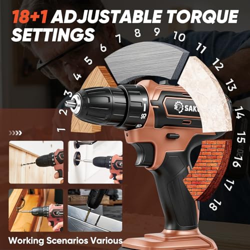 Image of Saker 20V Tool Set with Drill, General Home Hand Tool Kit with 14-Inch Storage Bag, Tool Set with 20V Cordless Drill for DIY Projects, Home Repairs, Handyman, Mocha Brown