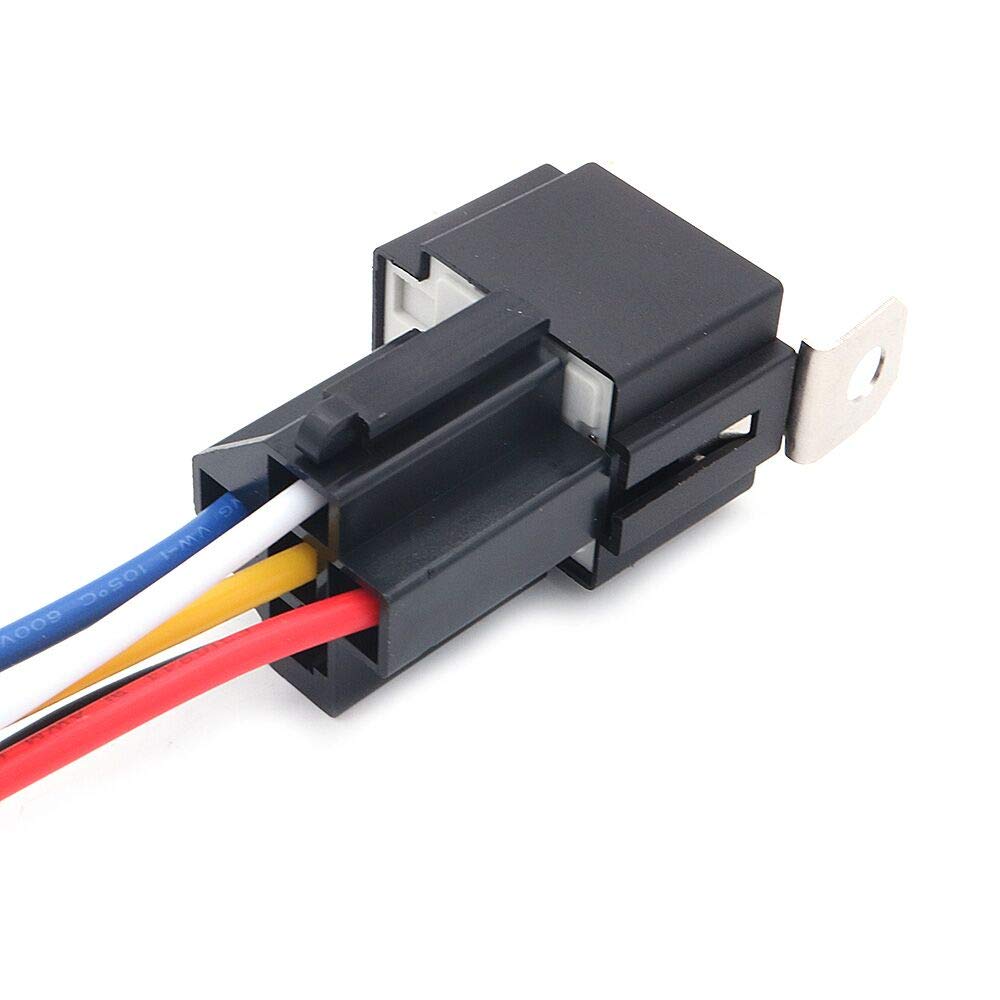 DollaTek 6Pcs 12V 30A Cablaggio Interruttore relè Fusibile Fusibile Lama ATO/ATC, relè elettrici automobilistici SPST a 5 Pin con Cavi 14 AWG per Servizio Pesante