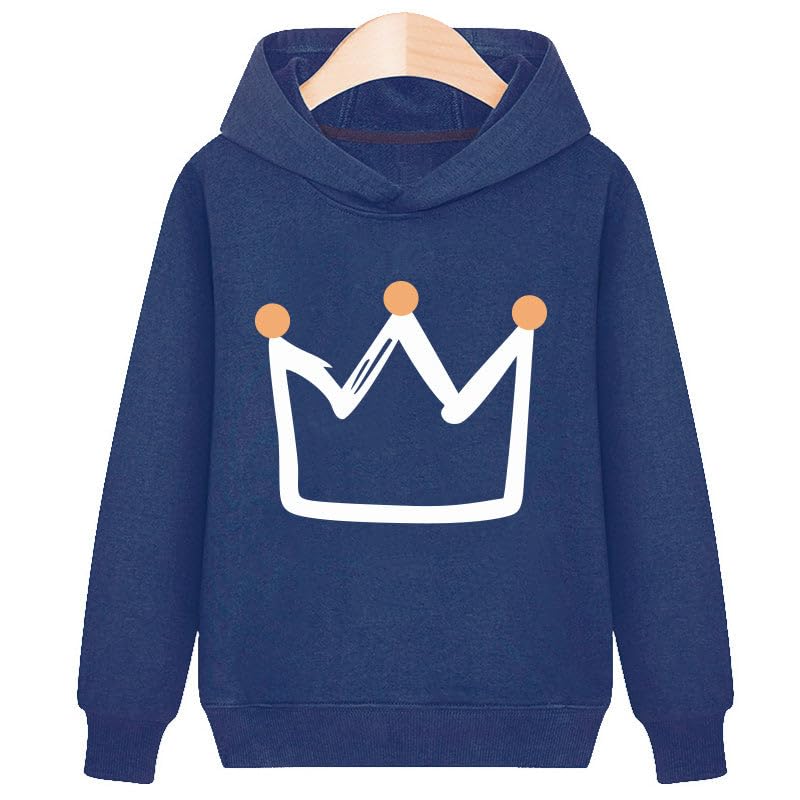 Plus Velvet Crown Hoodie Red Sweatshirt - Navy Blue - 4 Years