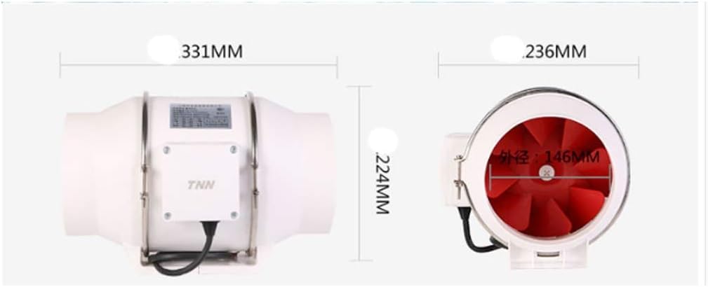 Inline Fan - Exhaust Duct Fan, Pre-Wired Grounded Cord - Great Use in Grow Tent with Carbon Filters, Light Fixtures, Intake. Fits Ducts.