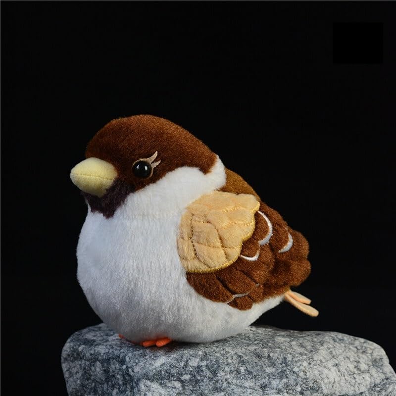 4,5" Realistisches Spatz-Plüschtier, süßes Kuschelvogel-Plüschtier, weicher Vogel-Tierplüsch (Passer montanus)(A Pair)