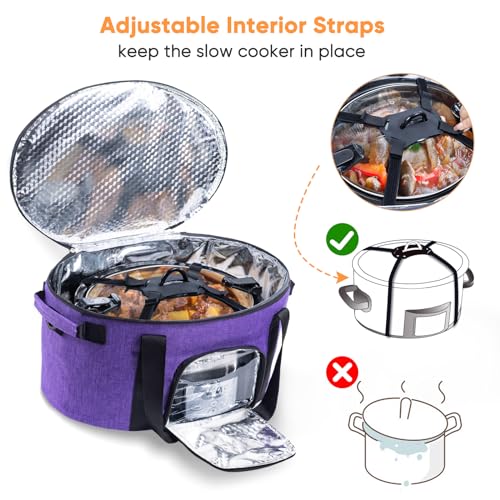 Double-Layer-Slow-Cooker-Carrying-Bag-for-6-8-Quart-CrockPot-and-Hamlton-Beach-Slow-Cooker-Travel-Bag-with-Lid-Fastener-for-Crock-pot-Portable-Carrier-Case-Slow-Cooker-Bag-with-See-thought-Window Double Layer Slow Cooker Carrying Bag for 6 8 Quart CrockPot and Hamlton Beach Slow Cooker Travel Bag with Lid Fastener for Crock pot Portable Carrier Case Slow Cooker Bag with See thought Window