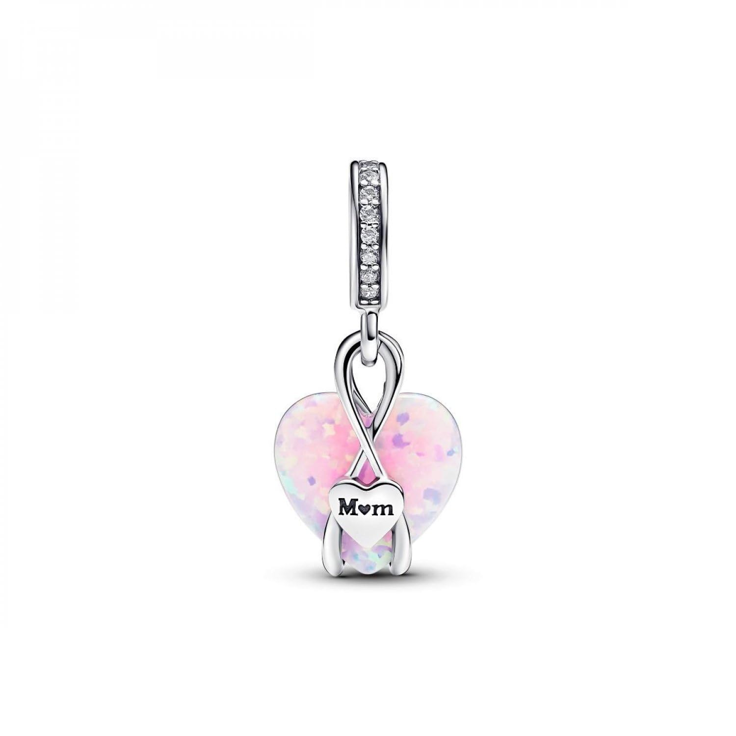 Pandora Moments Anhänger Mom Ewigkeit, Sterlingsilber, mit klarem Cubic Zirkonia und elegant märchenrosa Cubic Zirkonia