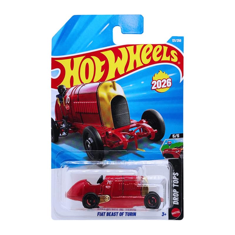 Image of Hot Wheels Fiat Beast of Turin Drop Tops Ages 3 and Up 131 /250 (Red)