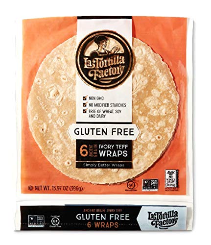 La Tortilla Factory Gluten-Free Ivory Teff Wraps, Large Size, 6-Count, 6 Packages