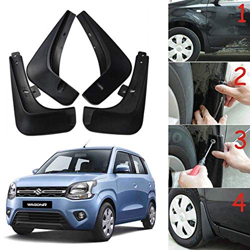 Image of Oshotto (O.E.M Fitting Cup Type) Mud Flap /Splash Guard Compatible with Maruti Suzuki WagonR 2019-2023 (T-IV) (Set of 4)