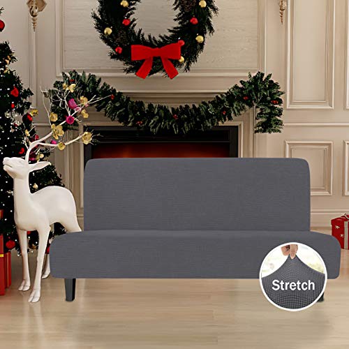Image of Easy-Going Stretch Large Futon Slipcover Armless Futon Cover Grey