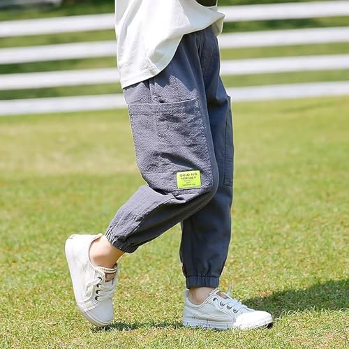 Boys Cargo Joggers Kids Summer Elastic Waist Baggy Pants with Pockets Hiking Trousers Casual Clothes4