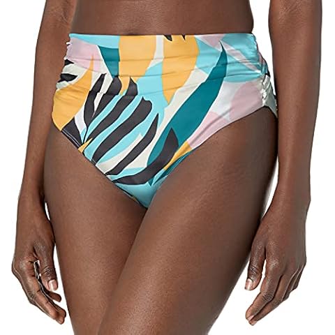Tahari Women's Side Ruched High Waist Pant Swimsuit Bikini Bottoms, Multi, Small Cover
